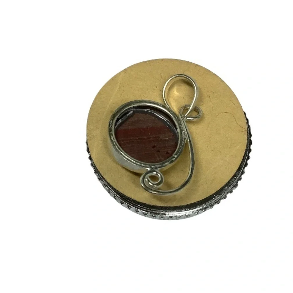 Silver Pendant with 1” Red Gemstone